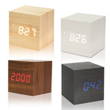 Wooden LED Alarm Clock With Thermometer