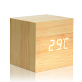 Wooden LED Alarm Clock With Thermometer